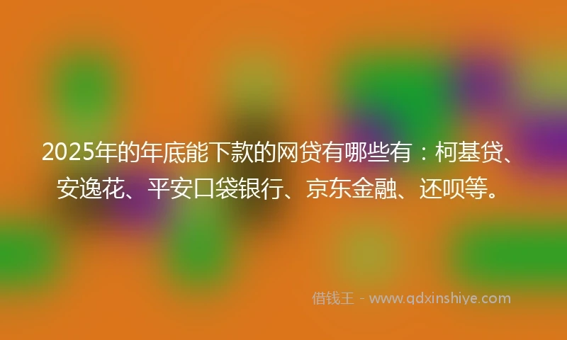 2025年的年底能下款的网贷有哪些有：柯基贷、安逸花、平安口袋银行、京东金融、还呗等。
