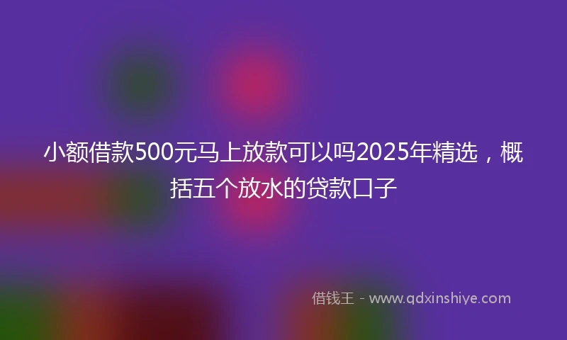 小额借款500元马上放款可以吗2025年精选，概括五个放水的贷款口子