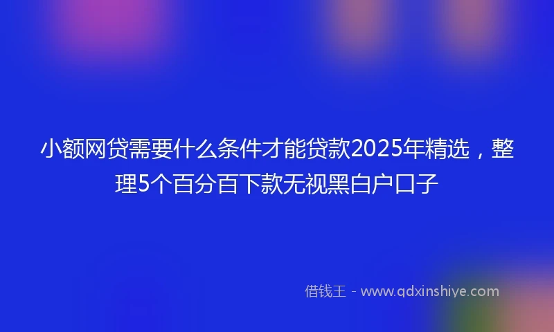 小额网贷需要什么条件才能贷款2025年精选，整理5个百分百下款无视黑白户口子