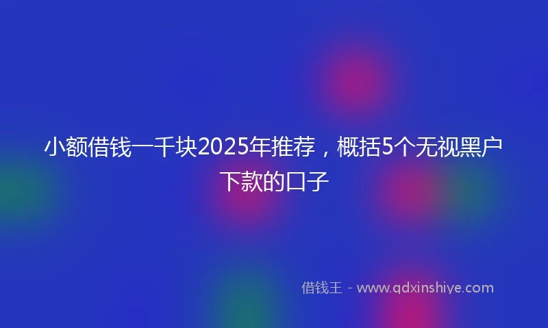 小额借钱一千块2025年推荐，概括5个无视黑户下款的口子