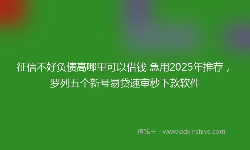 征信不好负债高哪里可以借钱 急用2025年推荐，罗列五个新号易贷速审秒下款软件
