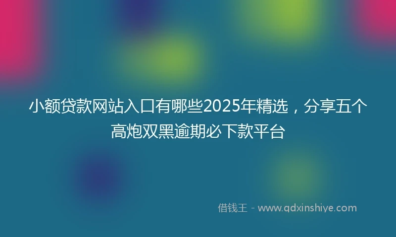 小额贷款网站入口有哪些2025年精选，分享五个高炮双黑逾期必下款平台