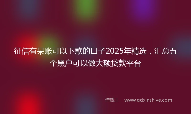 征信有呆账可以下款的口子2025年精选，汇总五个黑户可以做大额贷款平台