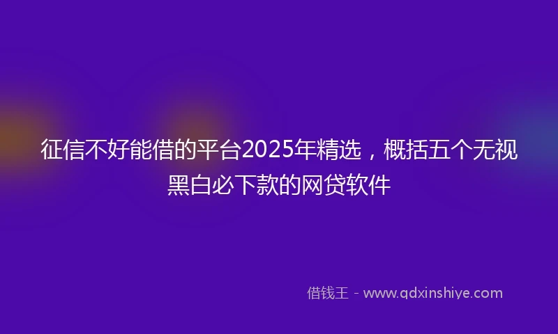 征信不好能借的平台2025年精选，概括五个无视黑白必下款的网贷软件