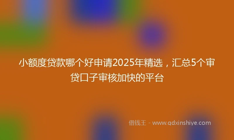 小额度贷款哪个好申请2025年精选，汇总5个审贷口子审核加快的平台