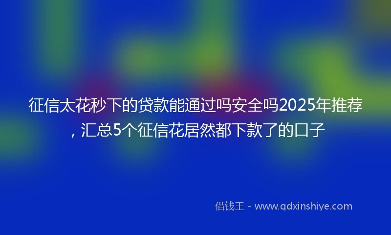 征信太花秒下的贷款能通过吗安全吗2025年推荐，汇总5个征信花居然都下款了的口子