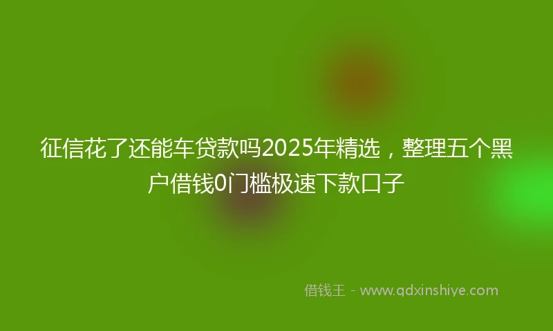 征信花了还能车贷款吗2025年精选,整理五个黑户借钱0门槛极速下款口子