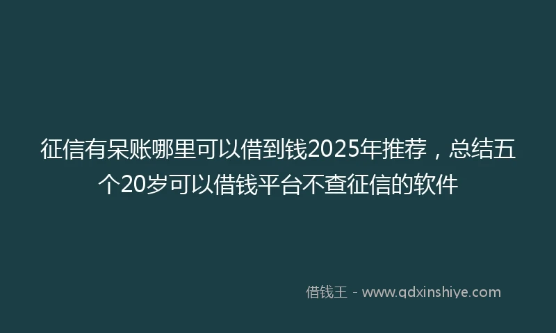 征信有呆账哪里可以借到钱2025年推荐，总结五个20岁可以借钱平台不查征信的软件