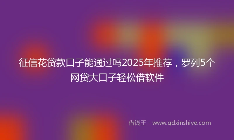 征信花贷款口子能通过吗2025年推荐，罗列5个网贷大口子轻松借软件