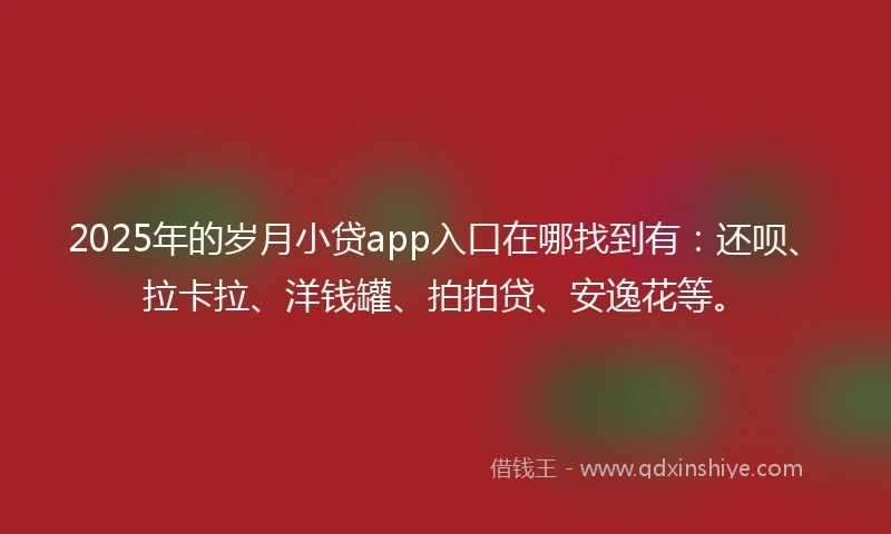 2025年的岁月小贷app入口在哪找到有：还呗、拉卡拉、洋钱罐、拍拍贷、安逸花等。