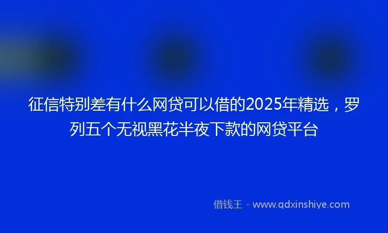 征信特别差有什么网贷可以借的2025年精选，罗列五个无视黑花半夜下款的网贷平台
