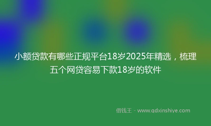 小额贷款有哪些正规平台18岁2025年精选，梳理五个网贷容易下款18岁的软件