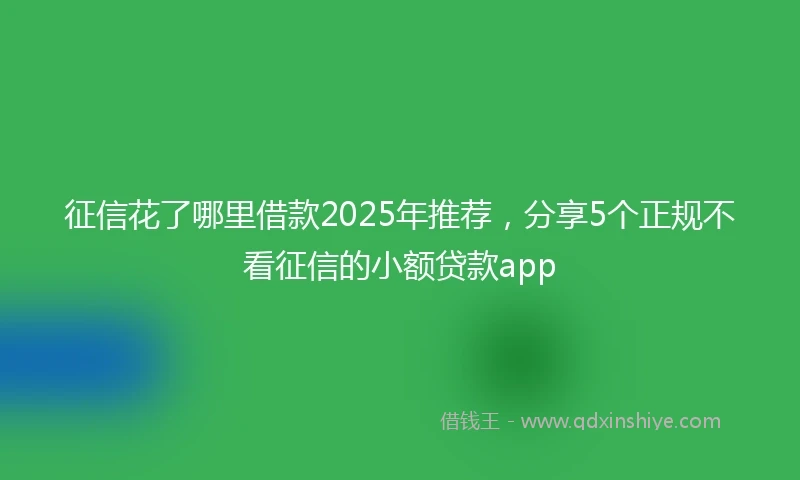 征信花了哪里借款2025年推荐，分享5个正规不看征信的小额贷款app