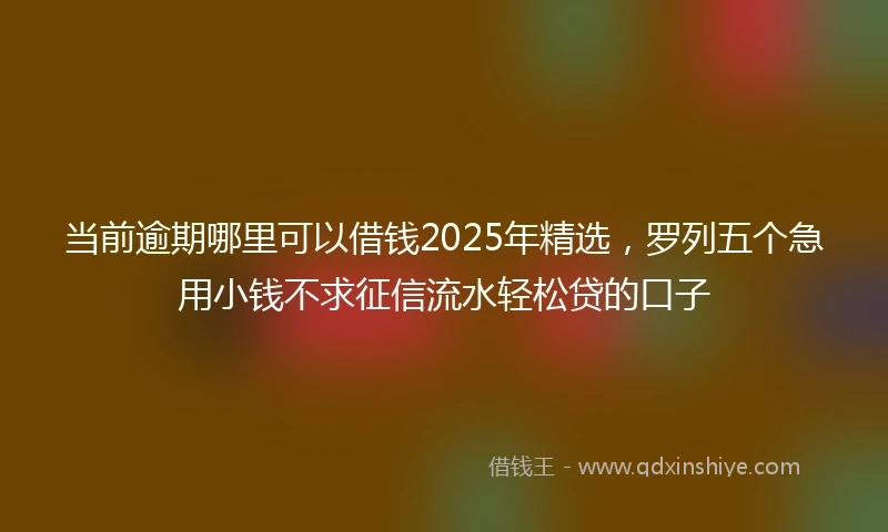 当前逾期哪里可以借钱2025年精选，罗列五个急用小钱不求征信流水轻松贷的口子