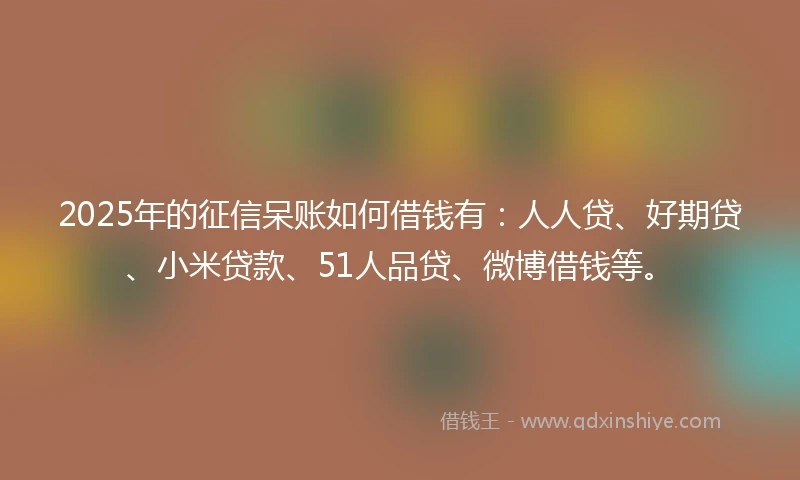 2025年的征信呆账如何借钱有:人人贷、好期贷、小米贷款、51人品贷、微博借钱等。