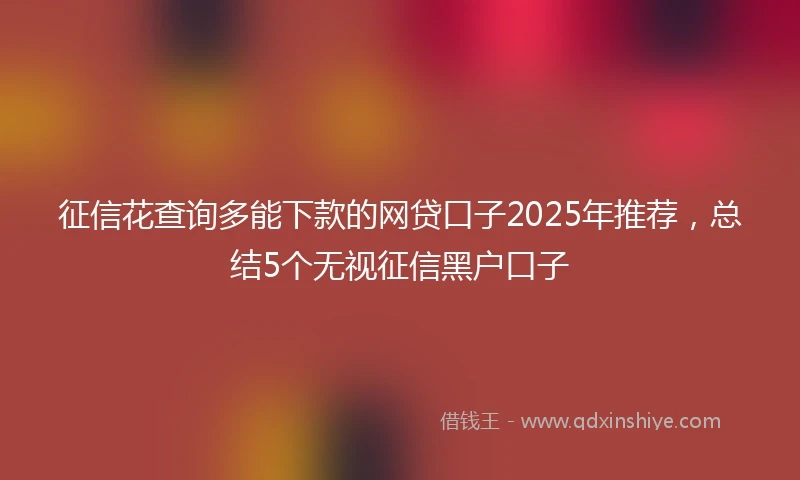 征信花查询多能下款的网贷口子2025年推荐，总结5个无视征信黑户口子