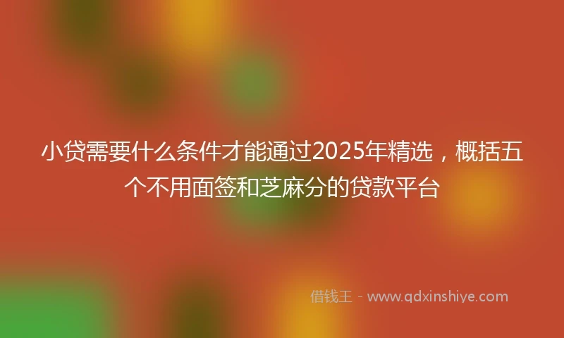 小贷需要什么条件才能通过2025年精选，概括五个不用面签和芝麻分的贷款平台