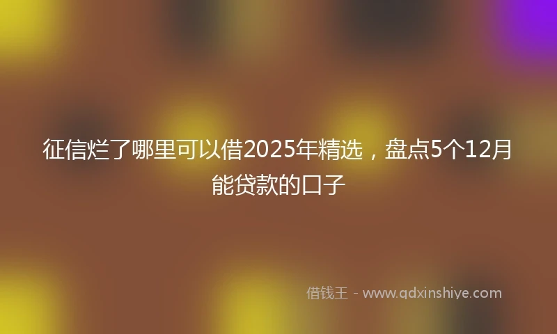 征信烂了哪里可以借2025年精选，盘点5个12月能贷款的口子