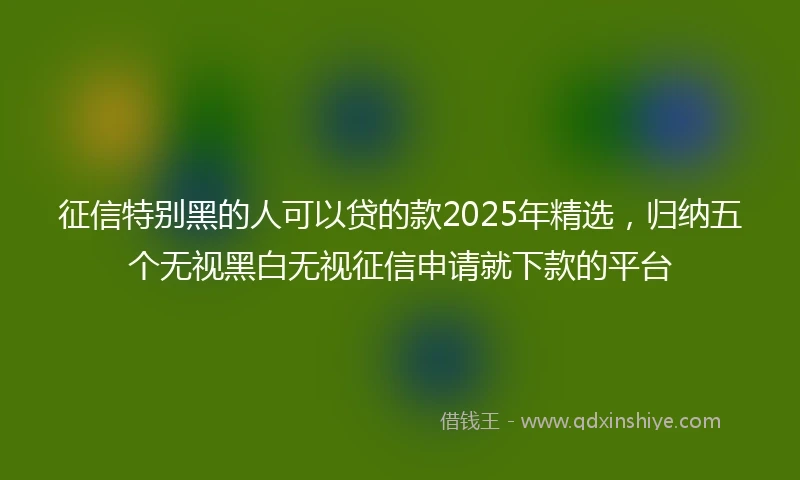 征信特别黑的人可以贷的款2025年精选，归纳五个无视黑白无视征信申请就下款的平台