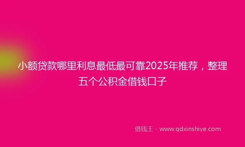 小额贷款哪里利息最低最可靠2025年推荐，整理五个公积金借钱口子