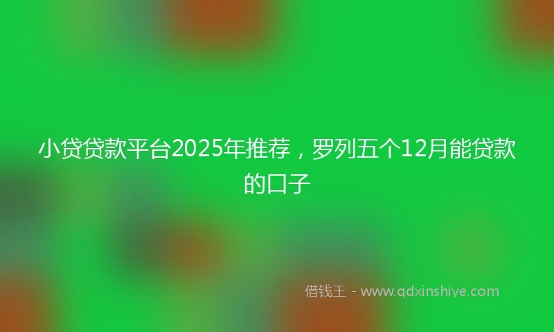 小贷贷款平台2025年推荐，罗列五个12月能贷款的口子