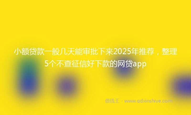 小额贷款一般几天能审批下来2025年推荐，整理5个不查征信好下款的网贷app