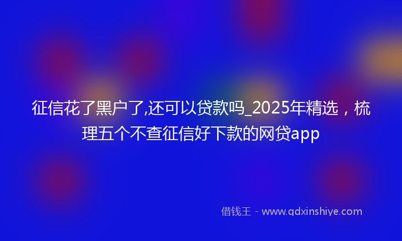 征信花了黑户了,还可以贷款吗_2025年精选，梳理五个不查征信好下款的网贷app