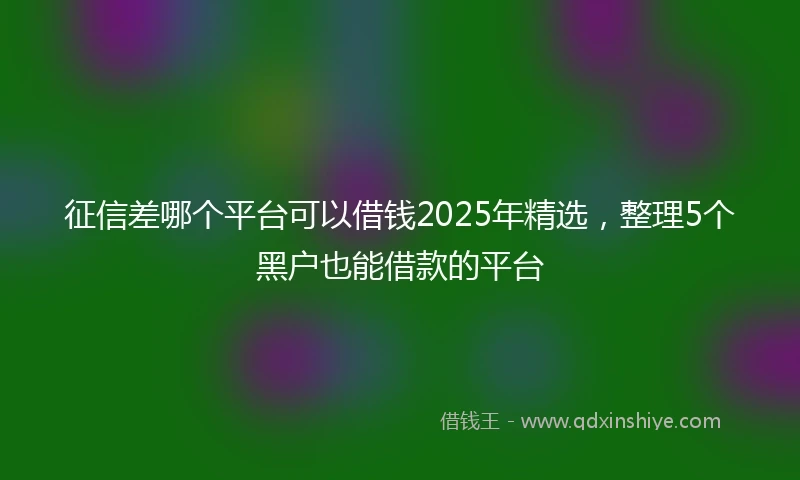 征信差哪个平台可以借钱2025年精选，整理5个黑户也能借款的平台