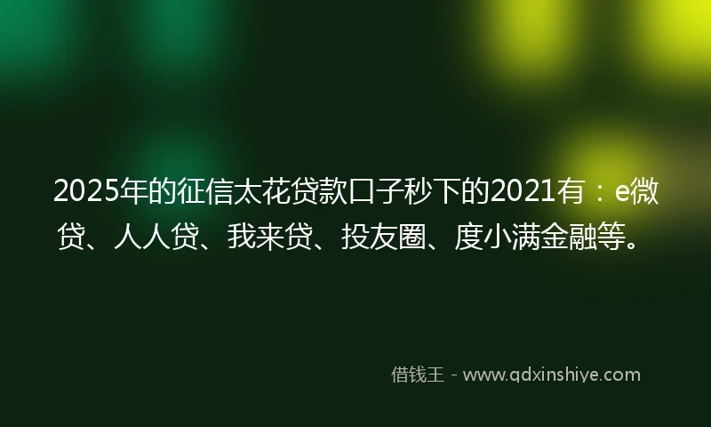 2025年的征信太花贷款口子秒下的2021有：e微贷、人人贷、我来贷、投友圈、度小满金融等。