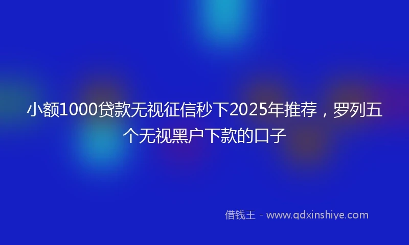 小额1000贷款无视征信秒下2025年推荐，罗列五个无视黑户下款的口子