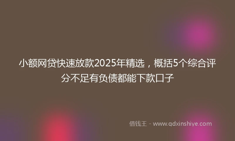 小额网贷快速放款2025年精选，概括5个综合评分不足有负债都能下款口子
