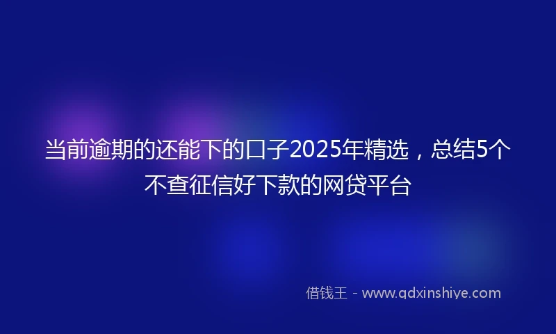 当前逾期的还能下的口子2025年精选,总结5个不查征信好下款的网贷平台