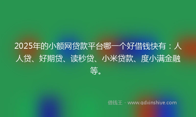 2025年的小额网贷款平台哪一个好借钱快有：人人贷、好期贷、读秒贷、小米贷款、度小满金融等。