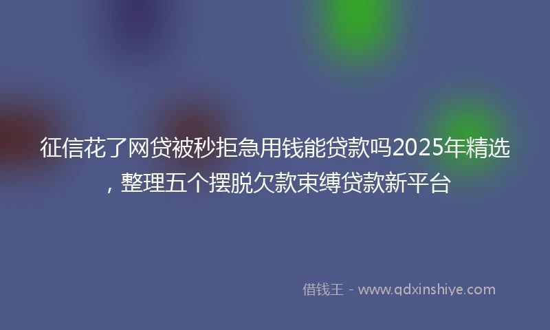 征信花了网贷被秒拒急用钱能贷款吗2025年精选，整理五个摆脱欠款束缚贷款新平台