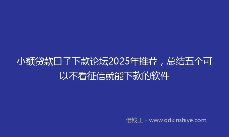 小额贷款口子下款论坛2025年推荐，总结五个可以不看征信就能下款的软件