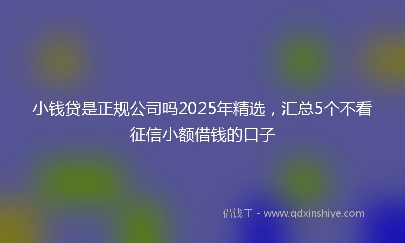 小钱贷是正规公司吗2025年精选，汇总5个不看征信小额借钱的口子