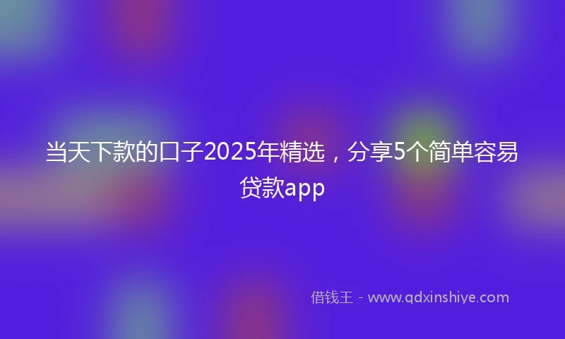 当天下款的口子2025年精选，分享5个简单容易贷款app