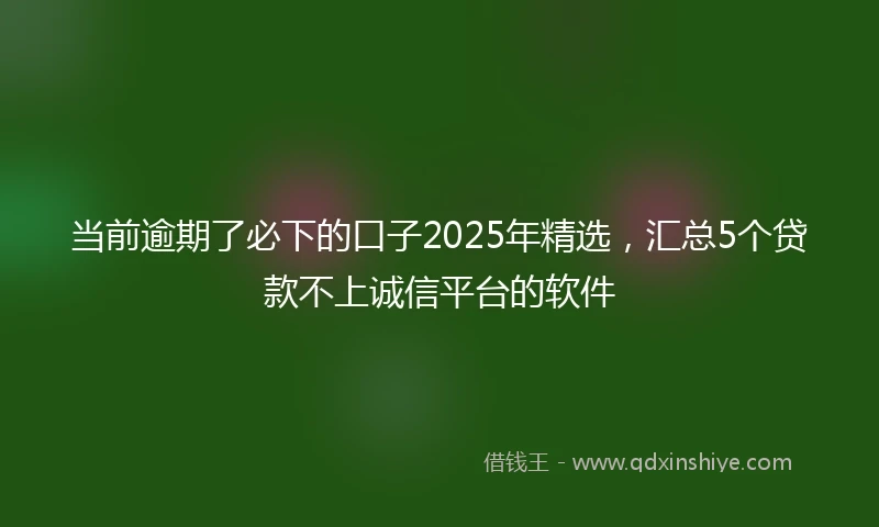 当前逾期了必下的口子2025年精选，汇总5个贷款不上诚信平台的软件