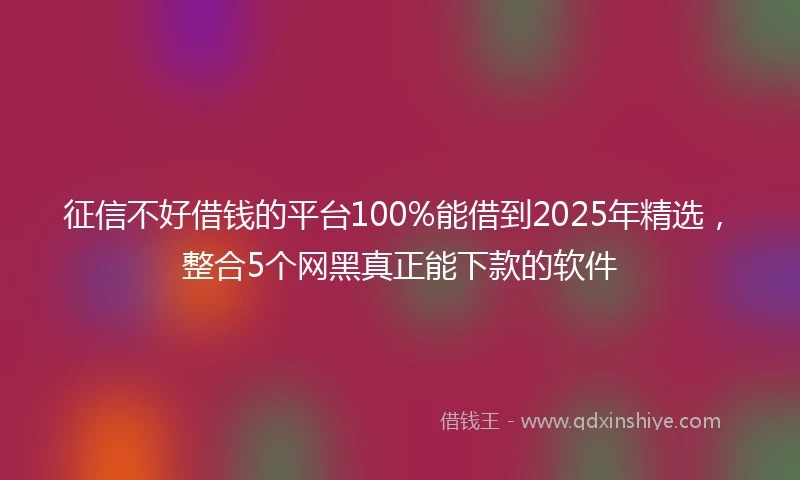 征信不好借钱的平台100%能借到2025年精选，整合5个网黑真正能下款的软件