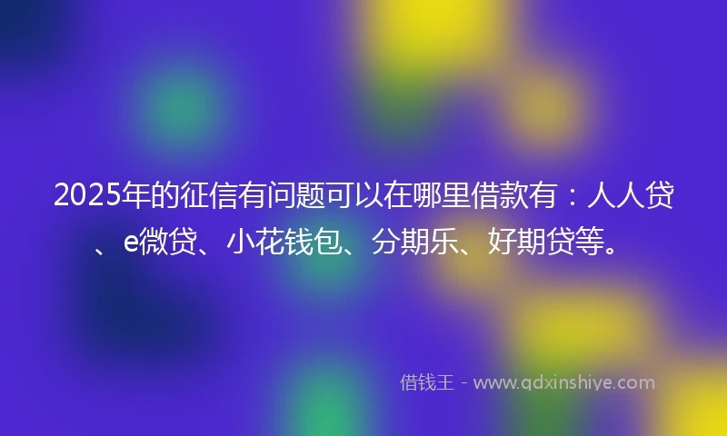 2025年的征信有问题可以在哪里借款有：人人贷、e微贷、小花钱包、分期乐、好期贷等。