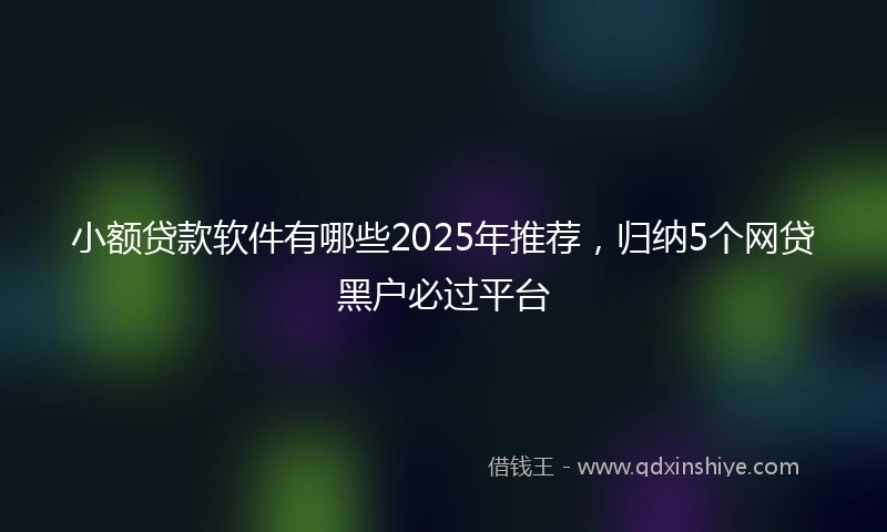 小额贷款软件有哪些2025年推荐，归纳5个网贷黑户必过平台