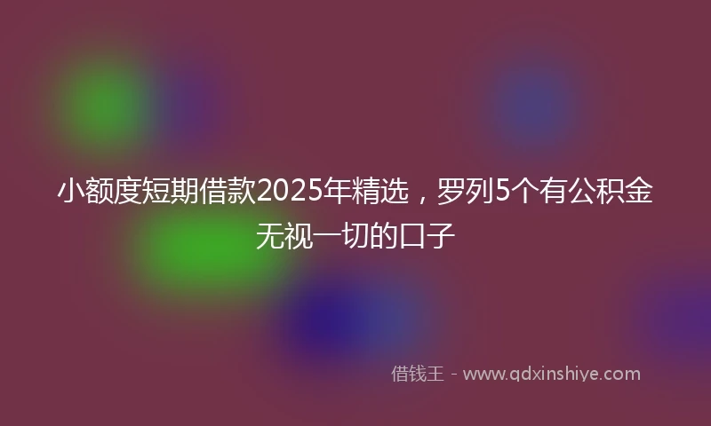 小额度短期借款2025年精选，罗列5个有公积金无视一切的口子