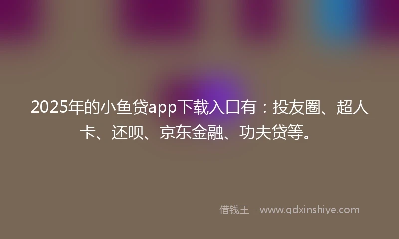 2025年的小鱼贷app下载入口有：投友圈、超人卡、还呗、京东金融、功夫贷等。
