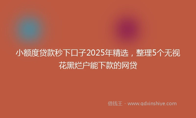 小额度贷款秒下口子2025年精选，整理5个无视花黑烂户能下款的网贷