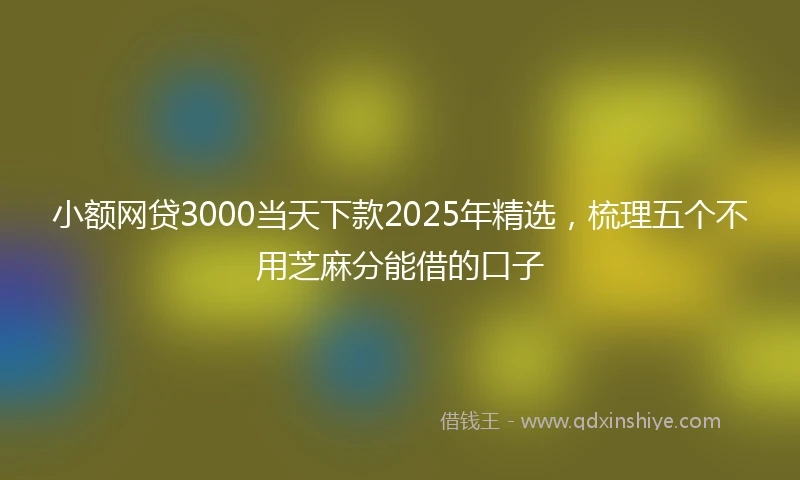 小额网贷3000当天下款2025年精选，梳理五个不用芝麻分能借的口子