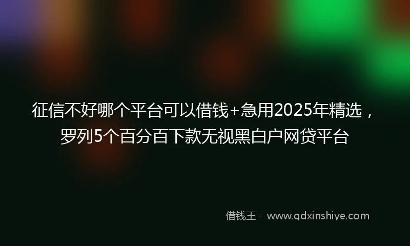 征信不好哪个平台可以借钱+急用2025年精选，罗列5个百分百下款无视黑白户网贷平台