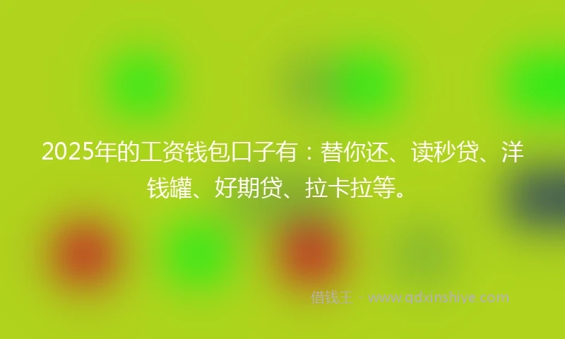 2025年的工资钱包口子有：替你还、读秒贷、洋钱罐、好期贷、拉卡拉等。