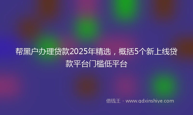 帮黑户办理贷款2025年精选，概括5个新上线贷款平台门槛低平台