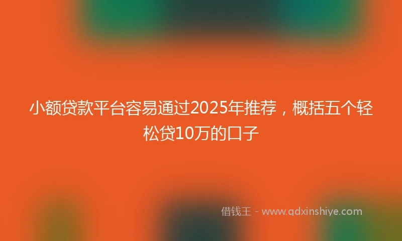 小额贷款平台容易通过2025年推荐，概括五个轻松贷10万的口子