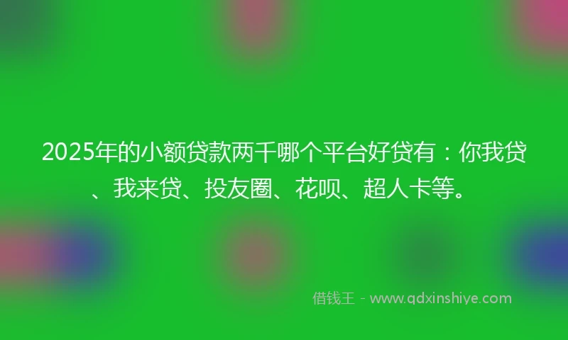 2025年的小额贷款两千哪个平台好贷有：你我贷、我来贷、投友圈、花呗、超人卡等。
